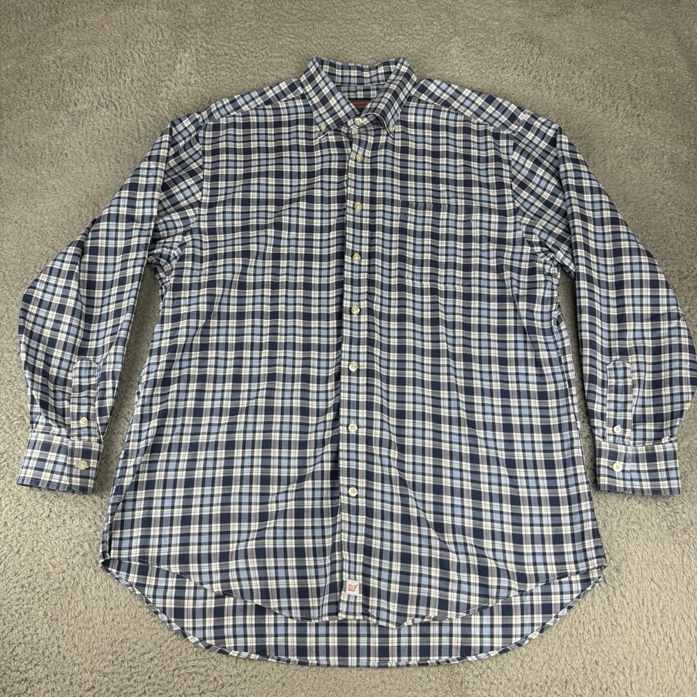 Vineyard Vines Shirt Men's Large Blue Plaid Murray Preppy Cotton Long Sleeve